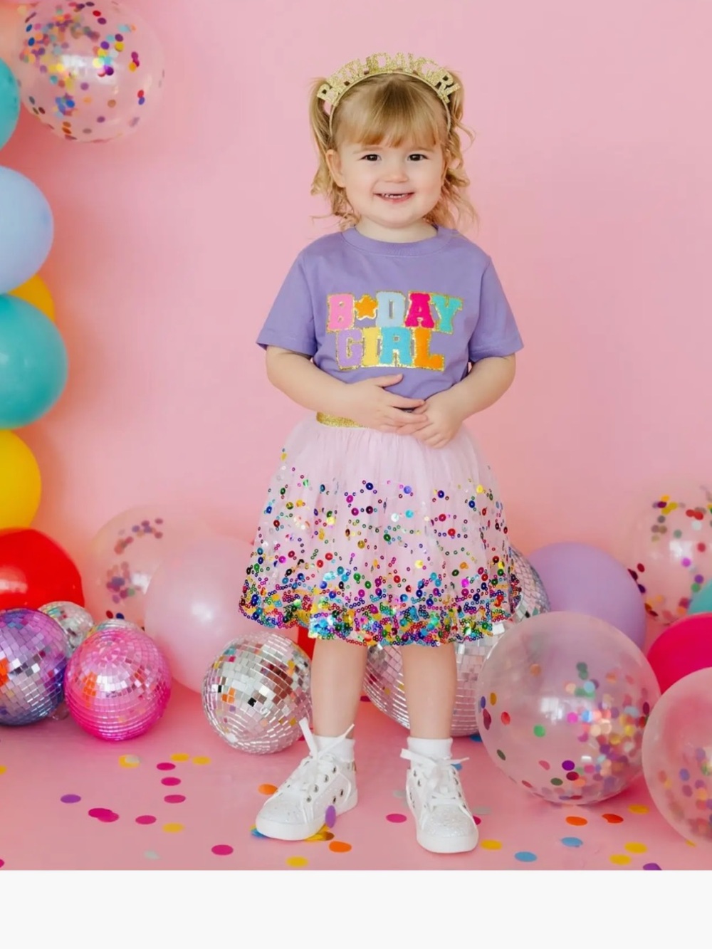 Sweet wink Pink Sequin Tulle Skirt with Gold Waistband 2-4t like new